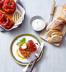 Gefüllte Paprika mit Linsenbolognese