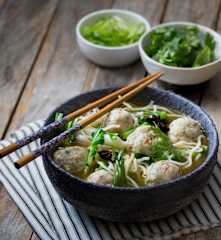 Prawn and Fish Ball Soup with Ramen Noodles