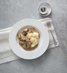 Pork in creamy Marsala wine sauce
