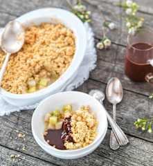 Crumble kiwi, poire et chocolat