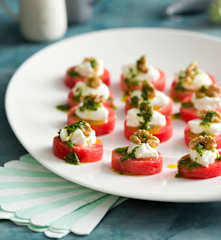 Watermelon Canapés with Whipped Feta and Walnuts