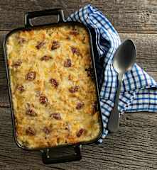 Mac and Cheese picante con salchichas
