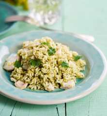 Arroz de pescada com alho-francês