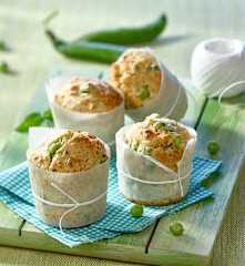Muffins petits pois, menthe et comté
