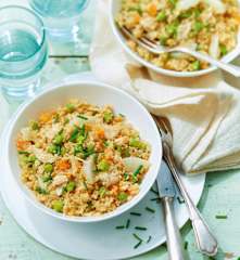 Pilaf de quinoa au poulet et petits légumes
