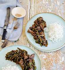 Salteado de vitela com legumes