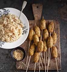 Massa cremosa de alho-francês e Koftas de frango