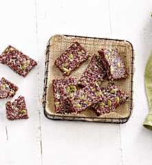 No Bake Coconut, Pecan, Date and Cranberry Bars