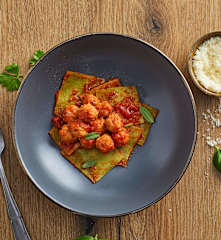 Maltagliati verdi con polpettine al sugo (senza glutine)