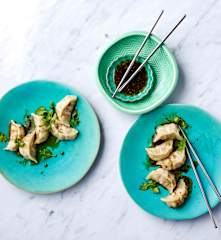 Prawn dumplings with dipping sauce (Brendan Pang)