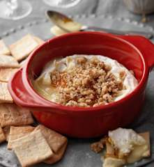 Baked Camembert with Mandarin Jam and Herb Crackers