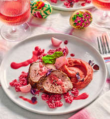 Kalbsfilet mit Radieschen und pinkem Stampf