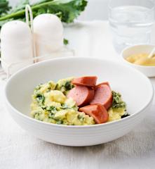 Purée de Chou Frisé avec Saucisse fumée et Moutarde