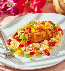 Macadamia Chicken Over Tropical Fruit Paella