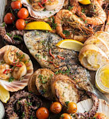 Grilled seafood charcuterie board