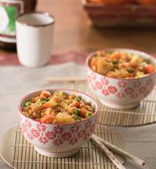 Arroz al curry con camarones