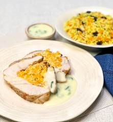 Filé de peru recheado com damascos