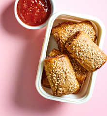 Vegetarian sausage rolls with spelt pastry