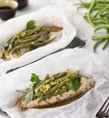 Filetti di orata al tè e zenzero con fagiolini