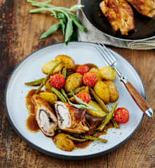 Saltimbocca mit Ofengemüse