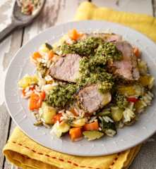 Chimichurri Pork Filet with Warm Rice Salad
