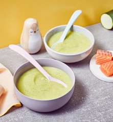 Zucchini-Kartoffel-Brei mit Lachs