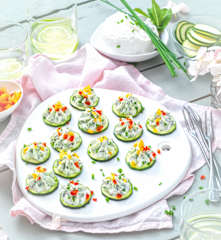 Rondelles de courgette, crème de chèvre