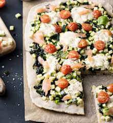 Smoked Salmon, Courgette and Spinach Flatbread