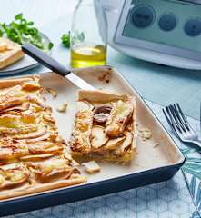 Quiche andouille, pommes et camembert