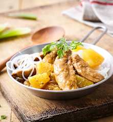 Aiguillettes de canard, curry et ananas