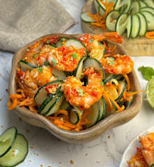 Prawn Salad with Spiralized Carrots and Cucumbers with Sambal Balado