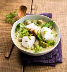 Curry vert de cabillaud