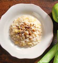 Risotto bianco con porri e mela