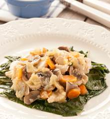 Acelgas con pollo y verduras para dos