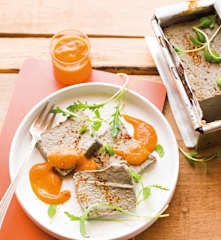 Papeton d'aubergine et son coulis de tomates