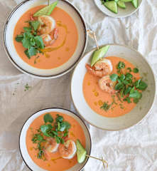 Gazpacho de sandía y camarones