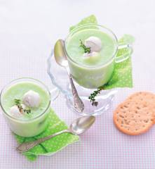 Gaspacho concombre-vinaigre balsamique et glace chèvre-poivre de Sichuan