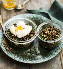Salade de lentilles et œuf poché