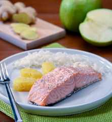 Filetto di salmone con purea di mele