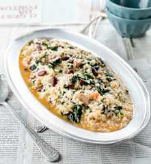 Arroz de atum com espinafres e feijão