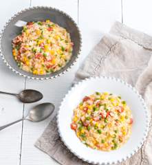Sausage and pea risotto