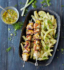Brochettes de poulet et fenouil mariné à la thaïe