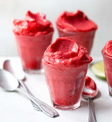Sorbet framboise, citron vert et romarin