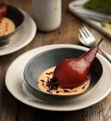 Red Wine-poached Pears with Crème Anglaise
