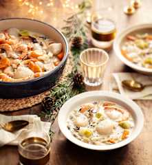 Nage de saint-jacques et gambas