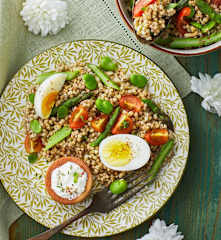 Insalata di grano saraceno con fave, asparagi e uova (senza glutine) (Bimby Friend)