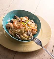 Pasta con camarones
