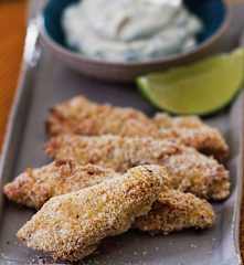 Peixe crocante com maionese de coentro