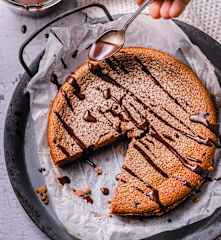 Fondant à la crème de marrons, sauce chocolat-café