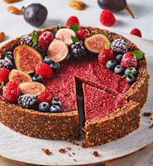 Pay de frambuesas vegano y sin gluten